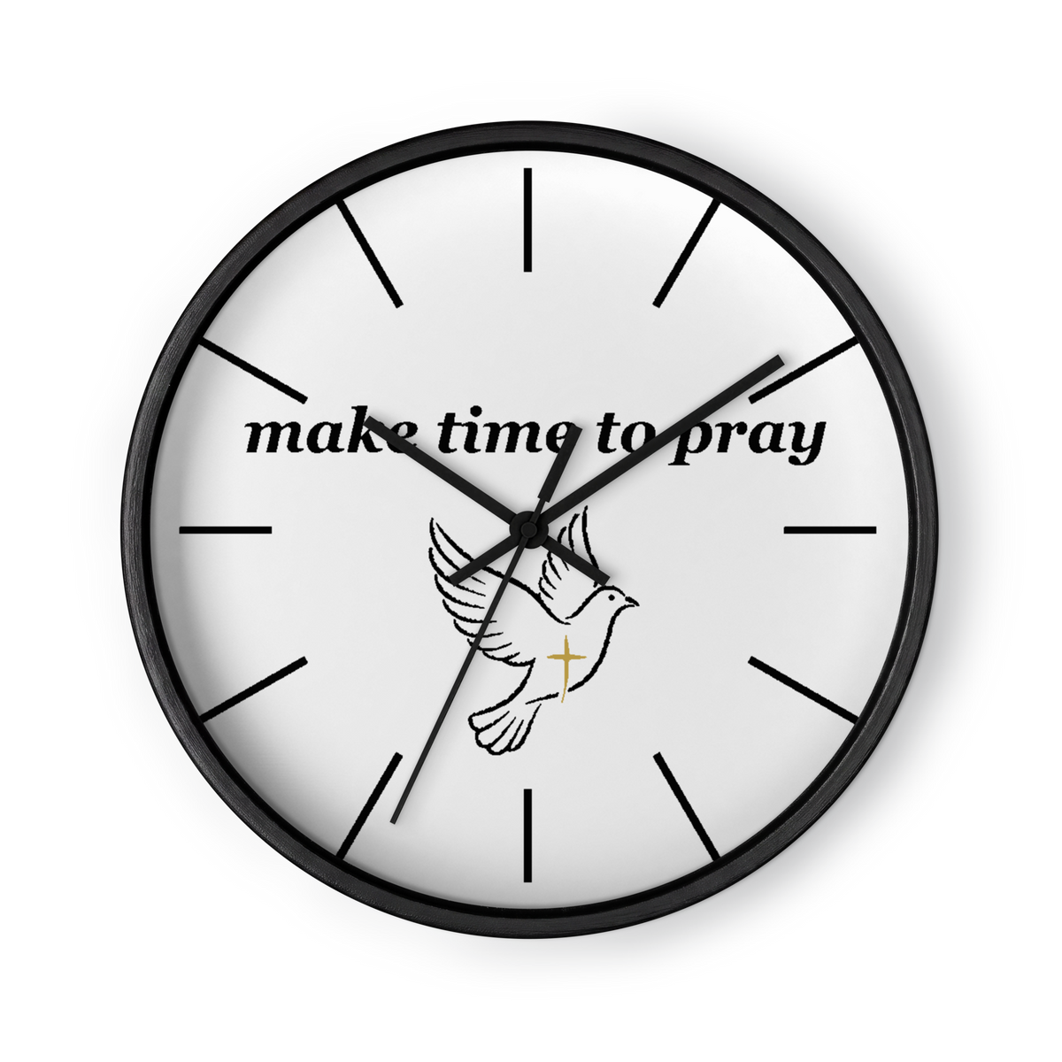 "Make Time To Pray" Black Frame Clock with Black Clock Hands