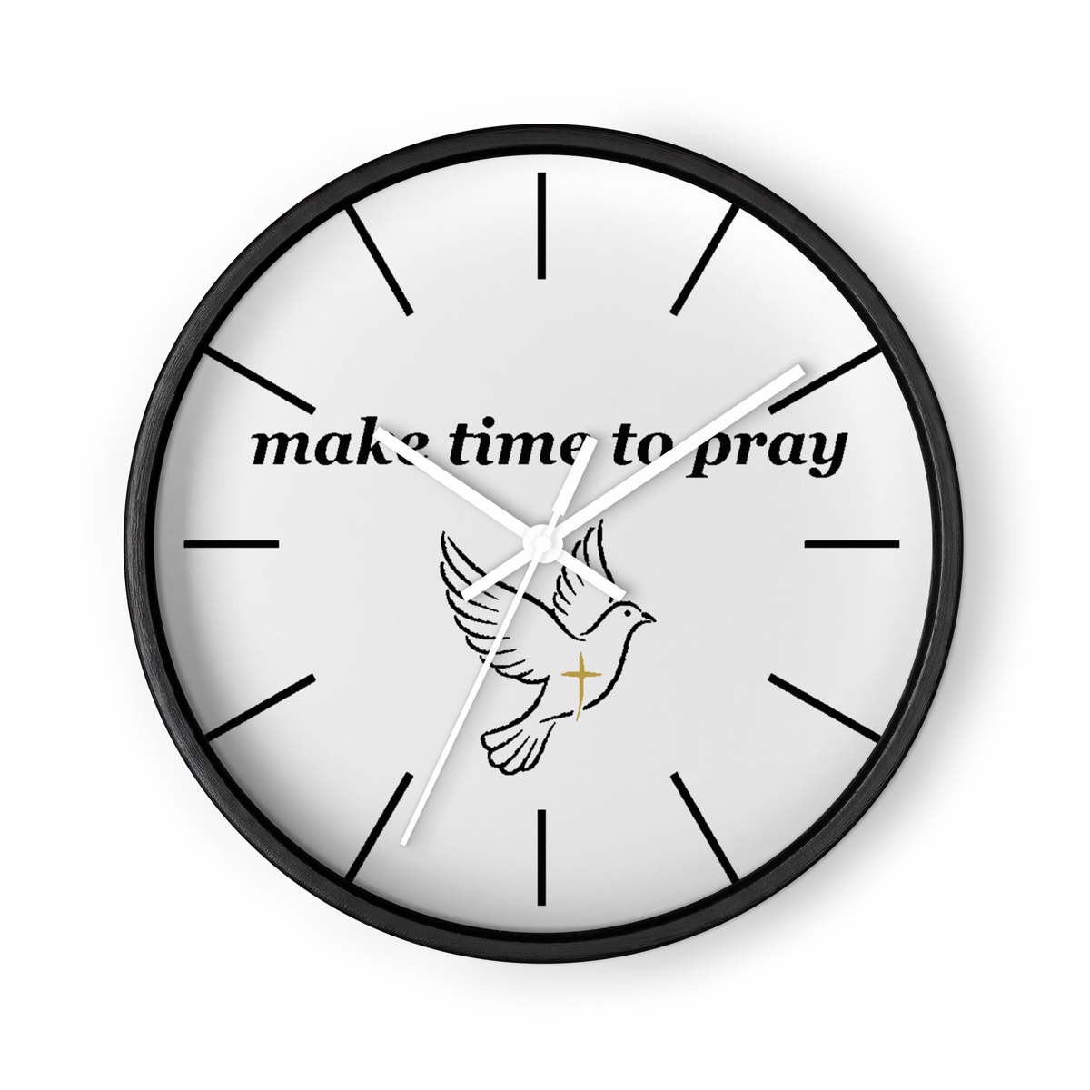 "Make Time To Pray" Black Frame Clock with White Clock Hands