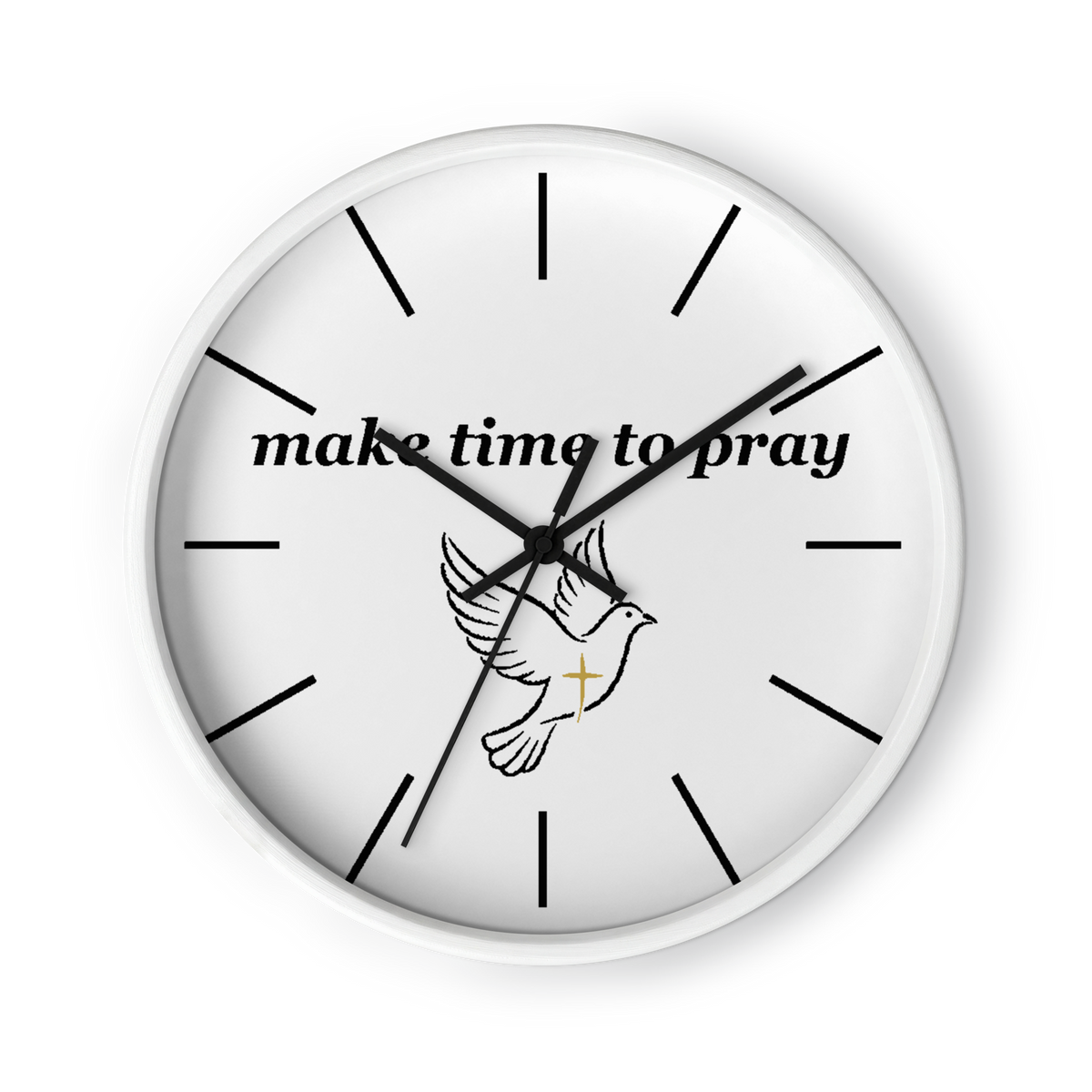 "Make Time To Pray" White Frame Clock with Black Clock Hands