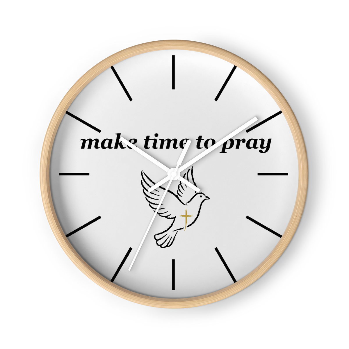 "Make Time To Pray" Wood Frame Clock with White Clock Hands